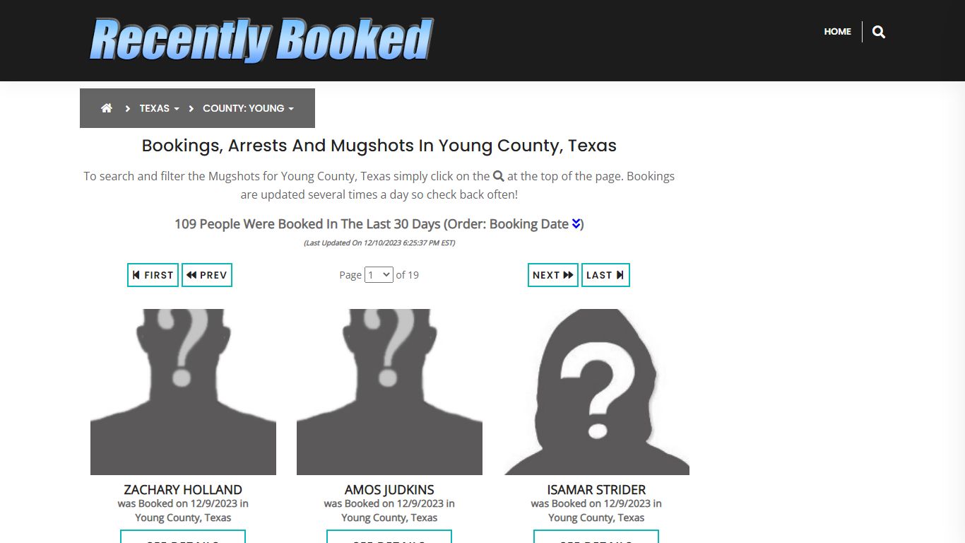 Recent bookings, Arrests, Mugshots in Young County, Texas - Recently Booked